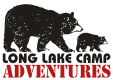 Long Lake Camp Adventures logo featuring a large bear and a cub walking together.